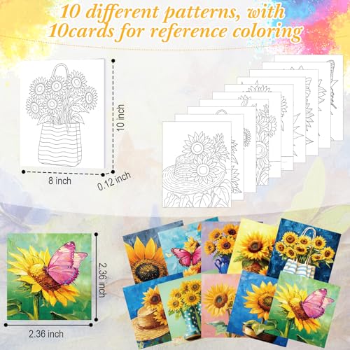 Ctosree 72 Pcs Sunflower Paint and Sip Kit for Adults 8'' x 10'' Pre Drawn Canvas for Painting DIY Pre Printed Canvas for Party Favor Acrylic Painting Kit Wood Easel Brushes Date Night Bulk - style: Sunflower
