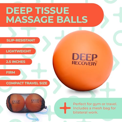 Deep Recovery Sport Yoga Deep Tissue Massage Ball Set, Extra Firm – Lacrosse Ball Size (2.5in) Myofascial Release Balls for Feet, Back, Neck, Legs, & Arms – Trigger Point & Mobility Therapy (2-Pack) - style: Extra Firm