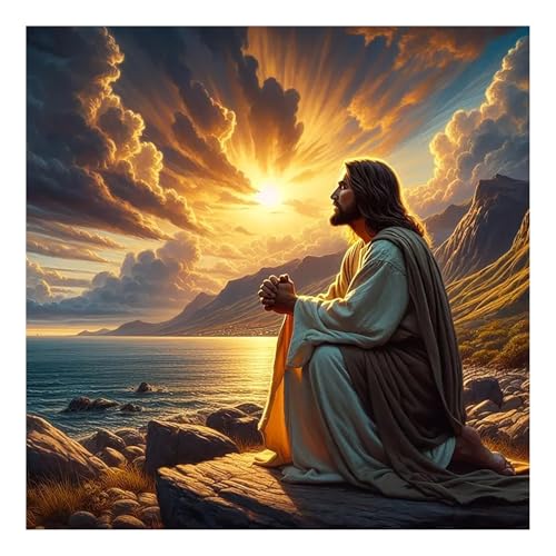 Jesus Paint by Numbers Kit for Adults, 16x16 inch | DIY Painting Kits Crafts for Adults, Relieve Stress, Gift, Home Wall Decor - color: Jesus without frame