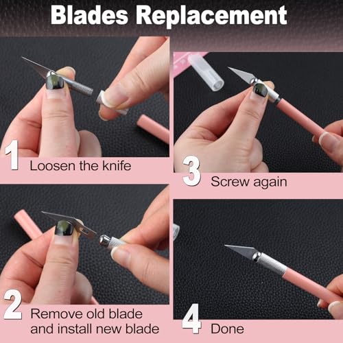 Exacto Knife for Crafting Precision Carving Hobby Knife Kit | A4 Self Healing Cutting Craft Mat 20 CM Steel Ruler 30 PCS #11 Hobby Blades for DIY, Art, Cutting, Carving, Scrapbooking