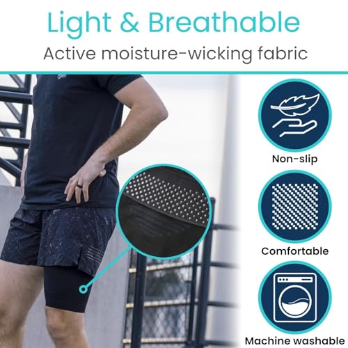 Vive Thigh Compression Sleeve (2 Pack) Hamstring Brace for Upper Thigh | Breathable Leg Support Wrap for Men & Women - Non Slip Elastic Sleeve for Pain Relief, Groin, Sciatica & Quadriceps - size: Large