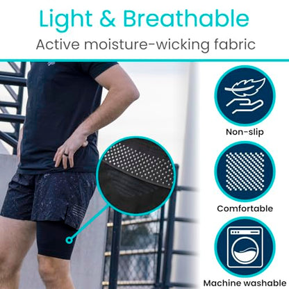 Vive Thigh Compression Sleeve (2 Pack) Hamstring Brace for Upper Thigh | Breathable Leg Support Wrap for Men & Women - Non Slip Elastic Sleeve for Pain Relief, Groin, Sciatica & Quadriceps - size: Large