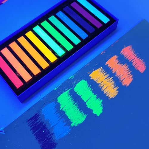 Artecho 12pcs Neon Soft Pastels, Square Chalk | Drawing, Blending, Layering, Shading - style: 12 neon colors long