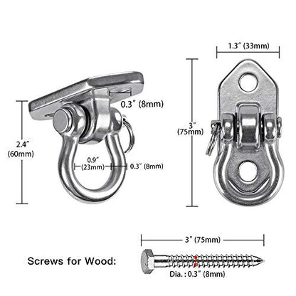 Hammock Chair Hanging Kit Swing Ceiling Mount, Heavy Duty Swing Hanger Hook, Indoor Outdoor Playground Hanging Chair, Tree, Gym, Rope, Swing Set Bracket, Punching Bag Hardware, 1000 LB - style: 2 Pack -180° Swing Hook