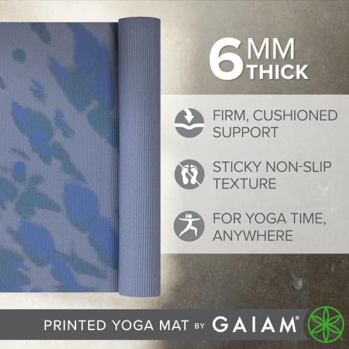 Gaiam Premium Yoga Mat, 6mm Thick Print Mat - color: Tie Dye Blast