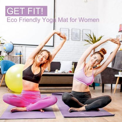 Funtery 3 mm Thin Yoga Mats Bulk, 68 x 24 in - color: Smoky Purple