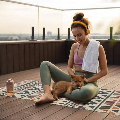 nuveti Cotton Yoga Mat - Absorbent, Grippy Tight Weave, Ashtanga & Hot Yoga Rug, Helps with Slippery Hands & Feet - color: ZhuangSe