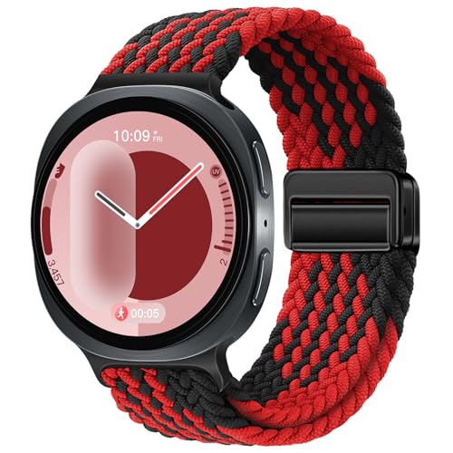 Magnetic Band for Samsung Galaxy Watch 9 8 40mm 44mm/Watch 8 Classic 46mm - color: Black/Red, size: for Galaxy Watch 8 9 40/44/46mm