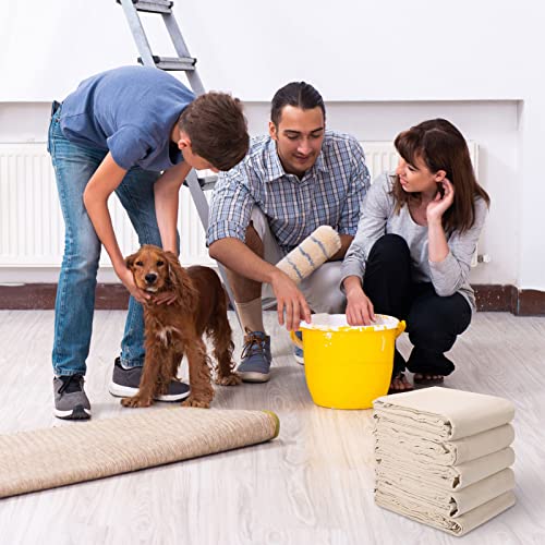 Macarrie 6 Pcs Canvas Drop Cloth for Painting, 6 x 9 ft,6 Pieces,6 x 9 ft | Drop Cloth Curtains, Paint Drop Cloth, Double Stitched, Thick Canvas Tarp, Painters Blanket for Furniture Floor Protection