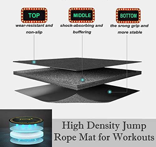 Nisorpa Jump Rope Mat 49'' Round Non-Slip Pad 1/4'' Thick Durable Workout Shock Absorbing for Skipping, Cardio, Cross Exercise, Gym - Black and Yellow