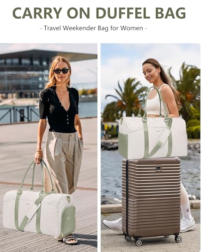 Women Weekender Travel Duffle Bag: Travel Duffel Overnight Bags with Shoe Compartment Large Carry on Tote with Toiletry Bag Weekend Traveling Yoga Gym Hospital Bag for Women with Wet Pocket - color: 13-Beige Green, size: Large