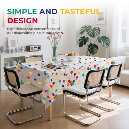 6 Pack Happy Birthday Plastic Tablecloths,108" x 54"Rectangle Disposable Table Covers for Picnic Birthday Wedding Parties (Balloon) - color: Balloon