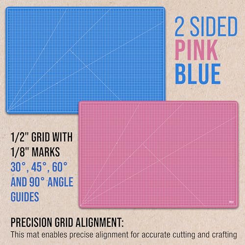 U.S. Art Supply 40"x60" Self-Healing Cutting Mat 5-Ply Pink/Blue | Double-Sided Pink/Blue Craft Mat, Non-Slip Cutting Mats for Crafts, Sewing, Quilting, Scrapbooking - color: Pink/Blue