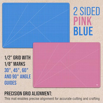 U.S. Art Supply 40"x60" Self-Healing Cutting Mat 5-Ply Pink/Blue | Double-Sided Pink/Blue Craft Mat, Non-Slip Cutting Mats for Crafts, Sewing, Quilting, Scrapbooking - color: Pink/Blue