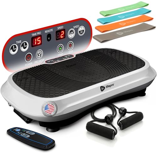 Lifepro Waver Vibration Plate Exercise Machine with 99 Speeds & 10 Presets | Resistance Bands, Non-Slip Surface, 330 lbs Capacity — Vibration Plate for Lymphatic Drainage, Body Toning, Full-Body Workout - color: White