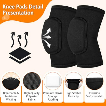 2 Pairs Volleyball Knee Pads Youth, Black Knee Pads for Girls, Women, Kids - color: Black, size: Small