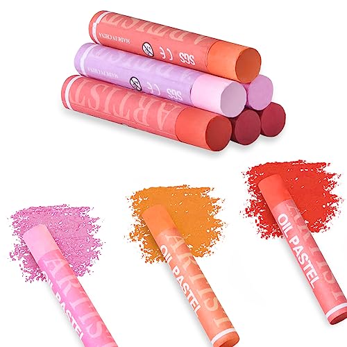 Mifuner Soft Oil Pastels Set (6 Sticks,6 Colors),Colors Heavy Oil Pastels Vibrant and Creamy,Pastel Art Supplies for Artists,Gallery Oil Painting Stick,Adult Art Drawing. Red - color: Pastel-6pcs Red