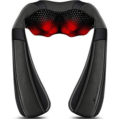 Mirakel Shiatsu Neck & Back Massager with Heat for Pain Relief Deep Tissue | Ergonomic Design Shoulder Massager, Electric Kneading Whole Body Massage, Christmas Idea Gifts for Women Men Dad Mom wife - color: Gun Gray Green