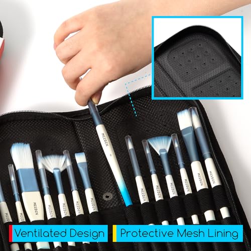 MEEDEN Paint Brush Holder, 15 X 11.2 Inch Zippered Paints Brush Case, Organization and Storage Bag for Artist Paints Brush (Brushes NOT Included) - size: 15 X 11.2 Inch