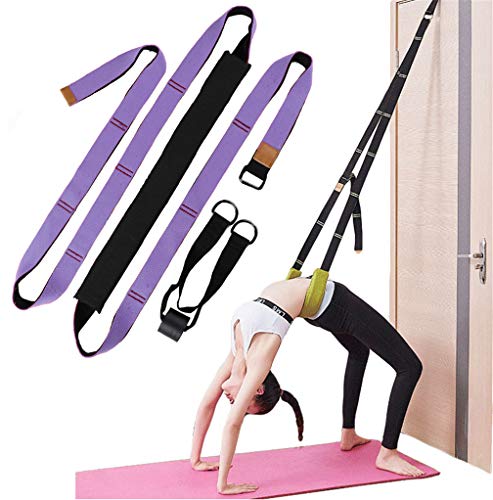 Yoga Fitness Stretching Strap, Door Flexibility Stretching Strap, Improve Leg Waist Back Flexibility Back Bend Assist Trainer, for Rehab Pilates Ballet Dance Cheerleading Splits Gymnastics - color: purple