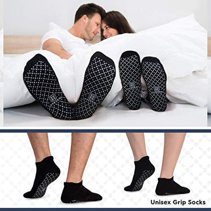 unenow Unisex Non Slip Grip Socks for Yoga Pilates Barre Home & Hospital - color: 4 Pairs-4 Pairs of Black, size: Medium