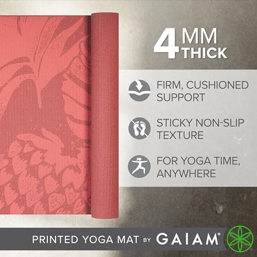 Gaiam Yoga Mat Classic Print, 4mm Non-Slip Mat - color: Tropical Sunrise