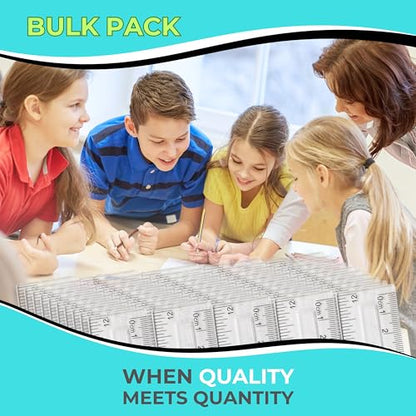 Clear Plastic Ruler 12 Inch, 50-Pack, Rulers Bulk for Classroom | School rulers with metric and imperial markings for students and teachers; clear design keeps lines and measurements visible
