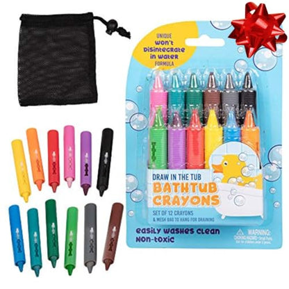 Bath Crayons Set, 12 Colors with Mesh Storage Bag, Non-Toxic Tub Fun | Creative Bath Play Activity, Easy Cleanup, Bright Colors Spark Imagination, Durable Design, Great for Summer Water Fun