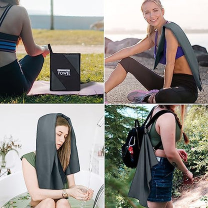 Microfiber Travel Towel, Quick Dry Camping & Gym Towel. Compact - color: Dark Gray, size: L:24"×48"