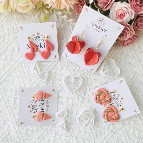 Heart Theme Polymer Clay Cutters – Molds, Clay Cutters for Polymer Clay, Clay Earring Tools Set - color: K color