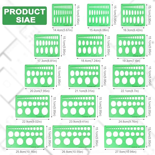 15 PCS Circle Template Set Plastic Circle and Oval Measuring Templates Series Ellipse Template for Students Professionals Precise Drafting with Storage Bag