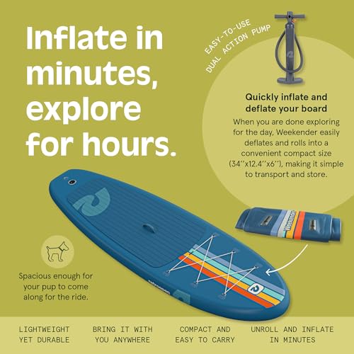 Retrospec Weekender Inflatable Stand Up Paddle Board Includes Paddle, Pump, and Accessories 10’6” Lightweight iSUP, Puncture Resistant Inflatable Paddle Board for Adults - color: Navy Zion Legacy