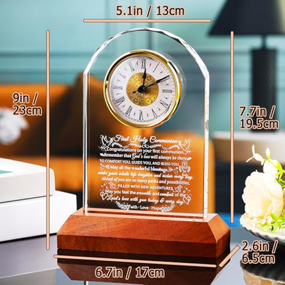 Ornalrist First Holy Communion Gifts for Girls Boys Christian Crystal Clock - color: First Holy Communion