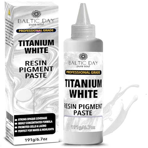 BALTIC DAY Titanium White Epoxy Resin Pigment Paste, Extra Large 191g (6.7oz) – Opaque Resin Colorant, Highly Concentrated Epoxy Dye, Mica Powder Alternative for Resin Art, Ocean Waves, Jewelry, Tumblers & Crafts - color: Titanium White