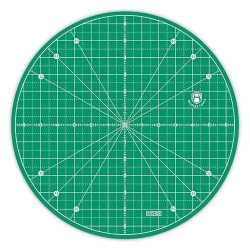 Headley Tools 13"x13" Round Rotating Cutting Mat, Self Healing Mat with 360-Degree Rotation & Anti-Slip Base, Sewing Board Cutting Mat Perfect for Fabric Quilting Leather Hobby Project, Green - color: Green, size: 13"L x 13"W