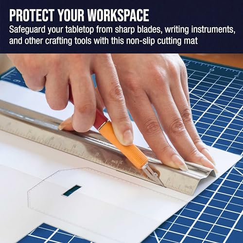 U.S. Art Supply 9"x12" Self-Healing Cutting Mat 5-Ply White/Blue | Double-Sided White/Blue Craft Mat, Non-Slip Cutting Mats for Crafts, Sewing, Quilting, Scrapbooking - color: White/Blue