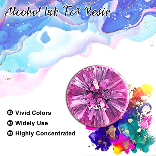 FansArriche Alcohol Inks for Resin, 48 Colors Alcohol Ink Set, 10 ml Each | High Concentrated Alcohol-Based Resin Ink, Epoxy Resin Paint for Coasters, Fluid Painting Crafts, Tumbler Making