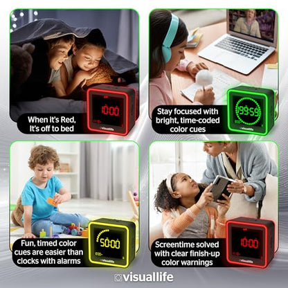 Visual Life Timer for Kids, Adults, ADHD, Autism & Dyslexia - New Timed Color Cues Anchor Focus, Track Progress & Guide Transitions - for Home, Teacher Classrooms, Homeschool, Business & Groups