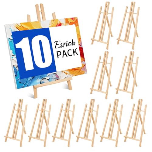 ESRICH 10PCS 17 Inch Tabletop Easels, Easel Stand for Painting | Tripod, Painting Party Easel, Kids Student Desktop Easel for Painting, Paint Easel for Canvas Paint - style: 10