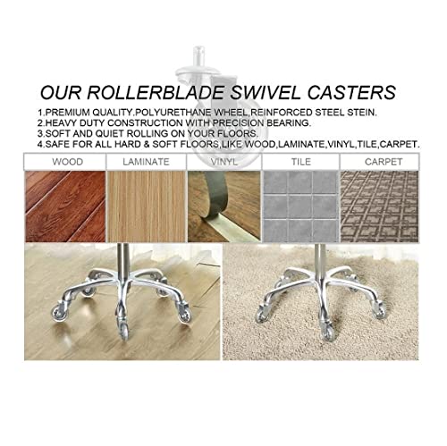 Kaleurrier Rolling Stools with Adjustable Height: Swivel Stool with Wheels - color: Green