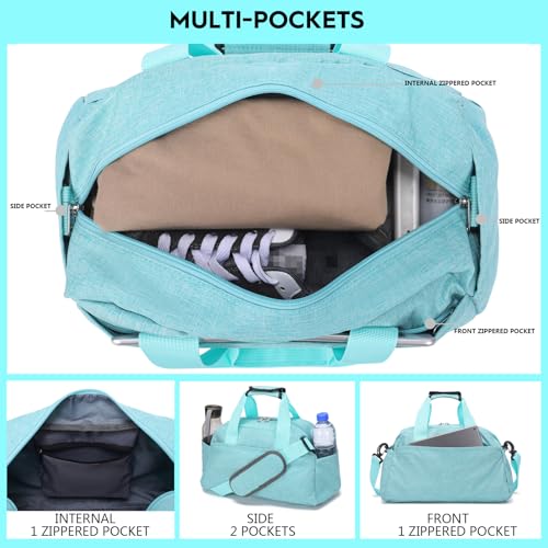 14 inch Small Gym Bag for Women & Men, Mini Duffel Bag for Travel Sports Lightweight Carry On Bag (Light Green) - color: Light Green