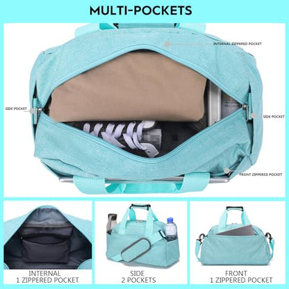 14 inch Small Gym Bag for Women & Men, Mini Duffel Bag for Travel Sports Lightweight Carry On Bag (Light Green) - color: Light Green