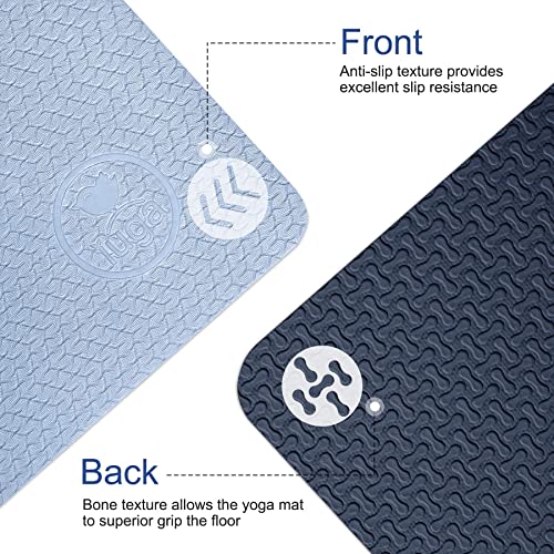 IUGA Yoga Mat Thick Non Slip Anti-tear Pilates Mat Eco Friendly Hot Yoga Mats for Workout & Exercise(72"x 24"x 6mm) - color: Gray