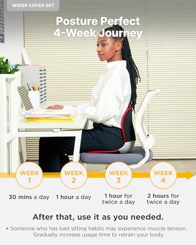 curble Wider – Ergonomic Desk Chair Seat Cushion, Everyday Passive Posture Trainer for Work from Home, Office & Car, Breathable Lumbar Support (Red) - color: Set Red