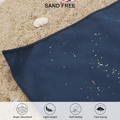 Rainleaf Microfiber Towel Quick Dry Camping & Travel & Gym Towel. Compact - color: Navy Blue, size: 48.00" x 24.00"