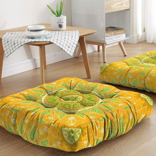 Mandala Meditation Cushion, Boho Meditation Mat, Meditation Pillows for Sitting on Floor, Cushions for Sitting in Home and Outdoor, Square Floor Pillow Cushion Seating for Yoga Accessories 22'' X 22'' - color: 11.mandala Meditation Cushion-1, size: 22x22