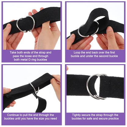 20 Pcs Yoga Mat Strap & Yoga Straps for Stretching, 6ft Adjustable Exercise Stretch Band with Metal D Ring Buckle for Pilates, Fitness, Gym Workout, Dance, Physical Therapy (Black)