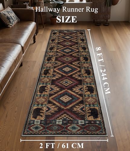 YIHOUSE Washable Western Cabin Runner Rug 2x8 Hallway - color: Bear, size: 2'x8' (Runner)