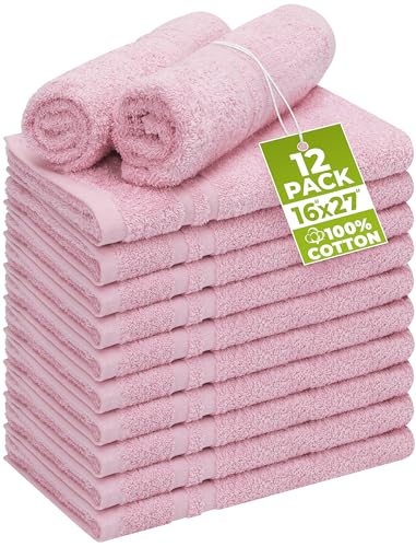 Utopia Towels Bleach Proof Salon Towels, Pack of 12, 16x27 in, Pink - color: Pink, size: 12 Pack