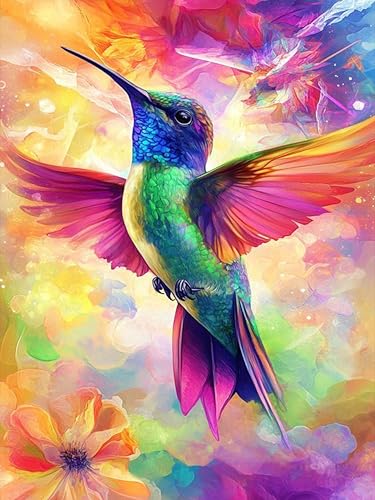 Diamond Art Kits for Adults & Beginners, Hummingbird Diamond Painting Kit | 5D Full Drill Gem Art with Bird, Round Diamond Dots, Home Wall Decor & Gift, 12 x 16 Inch - color: HMDPUS-26101